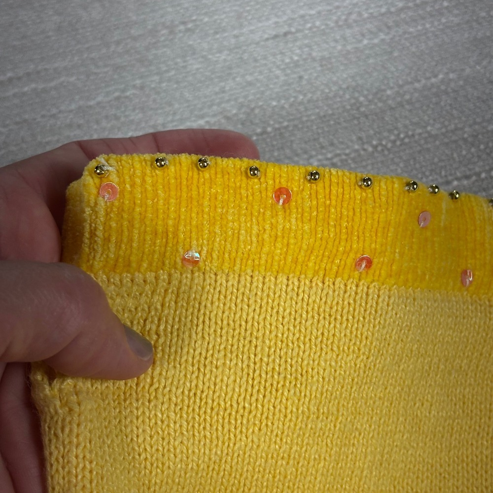 Vintage Quacker Factory‎ Yellow Butterfly Embellished V-Neck Sweater Cottagecore - Picture 8 of 8